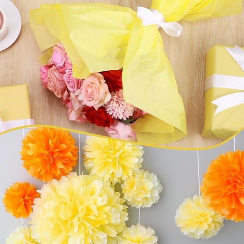 woric 160 Sheets Yellow Tissue Paper for Gift Bags 20 X 14 Inches - color: Yellow