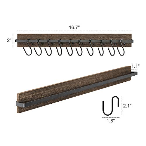 Mkono Hat Rack for Wall Wooden Baseball Caps Organizer with 20 Hooks Rustic Cowboy Hanger Mounted Hats Display Closet Bedroom Entryway, Set of 2, Brown - color: Brown