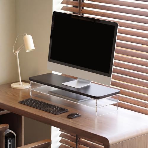 Fenge 23.6" Monitor Stand with Clear Acrylic Legs, Black - color: Black, size: 23.6in