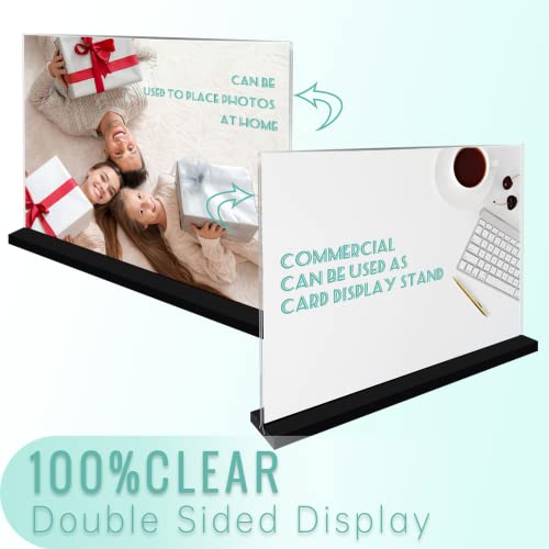 Acrylic Sign Holder 8.5 x 11 Plastic Sign Holder, 2 Pack, T Shape Clear Table Top Holders, Double Sided Paper Desktop Display Stand, Horizontal Ad Frames, Flyer Document, for Store, Office, Horizontal