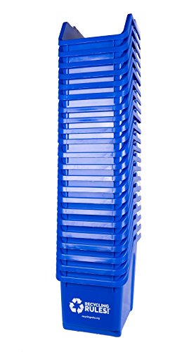 Recycling Rules! 6 Gallon Stackable Recycling Bin Container in Blue, Eco-Friendly Handy Recycle Bin with Easy-to-Carry Handle, 20-Pack - size: 20-pack