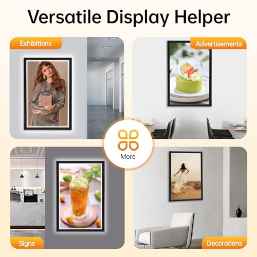 LED Movie Poster Frame 18 x 24, Wall Mounted Poster Frame LED Light Box Backlit Movie Lightbox Theater Advertising Display Cinema Snap Light Box for Film Exhibitions, Advertisements, Sign - color: Black, size: 18" x 24"