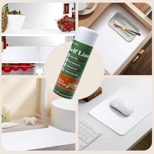 Shelf Liners for Kitchen Cabinets 23.6in x 20FT, Non Adhesive Drawer Liner - color: White, size: 23.6"W x 236.2"L