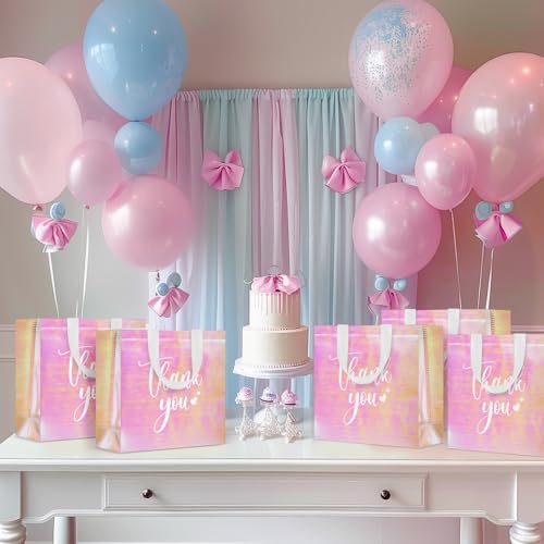 Sweetude 30 Thank You Non Woven Gift Bag, 11 x 12 x 5 Inch, Laser Pink - color: Laser Pink, size: 11 X 12 X 5 Inch