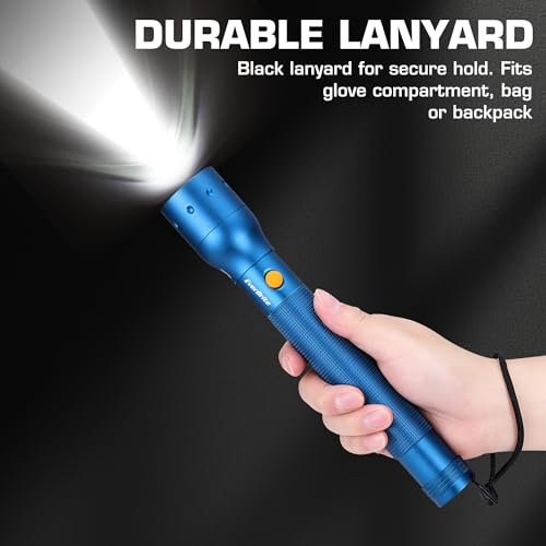 EverBrite Tactical Flashlight, 900 Lumen Zoomable, 3 Light Modes - color: Blue, size: Large