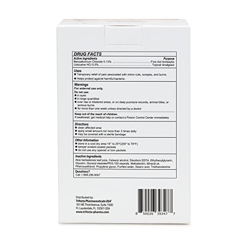 Globe First Aid Burn Cream, Aloe Formula, 0.9 g, Box of 144