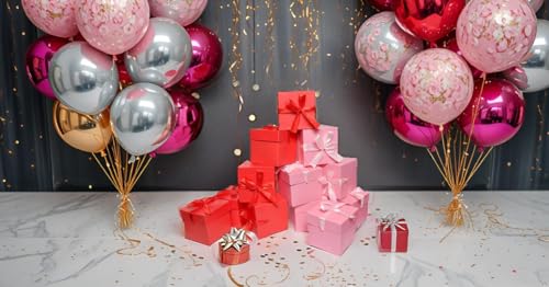 Gift Box with Lid for present, 12pcs,Collapsible,6"×6"×6" - color: Pink & Red, size: 6 x 6 x 6 Inch