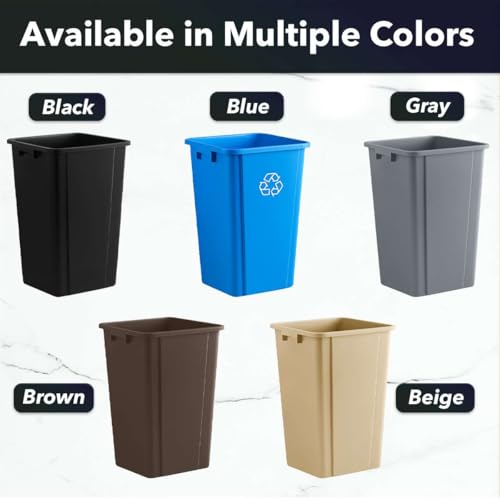 19 Gallon Blue Square Recycling Bin with Handles - Commercial Plastic Recycle Trash Can for Office, School, Kitchen & Indoor Waste Sorting - size: 19 Gallon