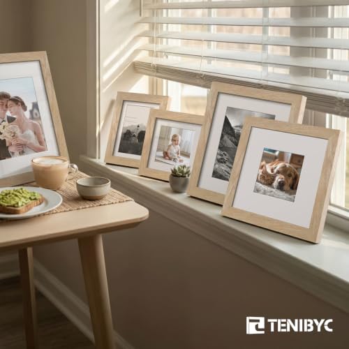 5x7 picture frame 4 Pack, 4x6 Mat, Natural Wood, Glass, for Photo - color: Natural, size: 5 X 7