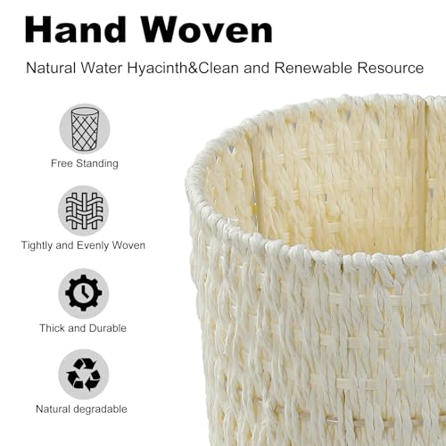 Coeusy Wicker Trash Can, Small Bahtroom Waste Basket, 2 Gallon, Beige - color: beige