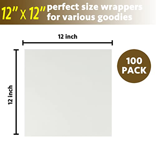 CAMKYDE Deli Paper Sheets 12" X 12" 100PK, Grease Proof Sandwich Wrapping Paper (White) - color: White