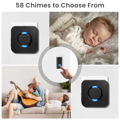 Wireless Doorbells for Home, PHYSEN Waterproof Door Chime Kit for Classroom - size: 2 Buttons + 4 Receivers