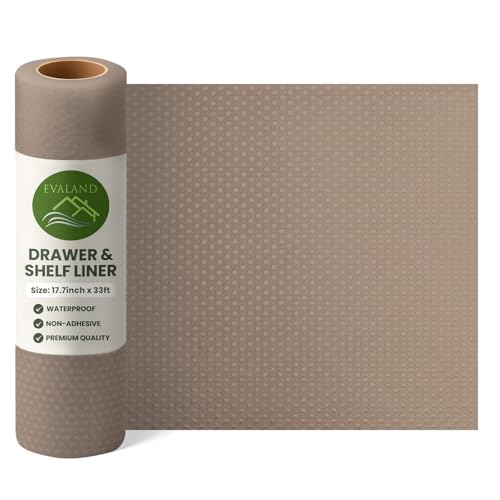 EVALAND Shelf Liner Cabinet Liner Non-Adhesive Drawer Liner 17.7 in x 33 FT - color: Beige, size: 17.7"W x 394"L