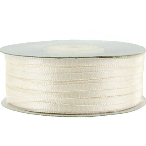 1/8" X 100 Yard Double Faced Satin Ribbon Art & Sewing Party Favor (Antique White) - color: Antique White