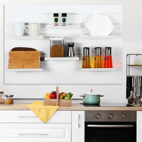 DoubleFill 6 Pcs Slatwall Shelves Metal Slat Wall Shelf, White, 10x4.3 Inch - color: White, size: 10x4.3 Inch