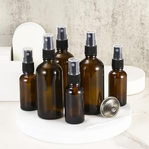1 oz Amber Glass Spray Bottles,Small Empty Fine Mist Refillable Travel Spray Bottle for Cleaning,Perfume,Aromatherapy,Cosmetic Sprays,Hair,Essential Oils with Fine Mist Dispenser(3 Pack) - color: 3 Pack 30ml