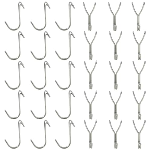 Pegboard Hooks, 3/4 Inch Silver, 30 Pack