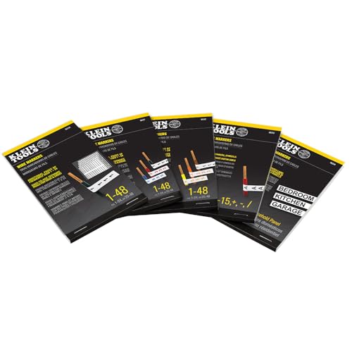 Klein Tools 56250 Wire Marker Book for Cable Management, Electric Panel Organization Wire Label Stickers, Numbered 1-48 - size: 1 Count (Pack of 1), style: Standard