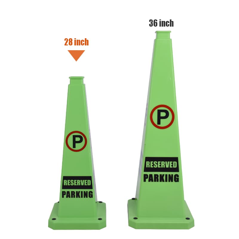 28 Inch Traffic Cones, 3 Pack Green Safety Cones with 4-Way "RESERVED PARKING" Sign and Heavy Rubber Base for Parking Lots, Event Venues, Driveways - color: RESERVED PARKING / GREEN, size: 28inch