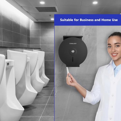 Gorlary Commercial Jumbo Toilet Paper Dispenser with Lock, Black - color: Bk-29-matte Black