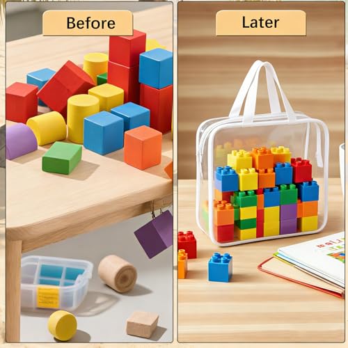 8 Packs Clear Toy Storage Bags, White - color: White, size: 8 Packs