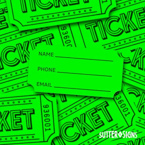 1000 Raffle Tickets for Events Double Roll - color: Fluorescent Green