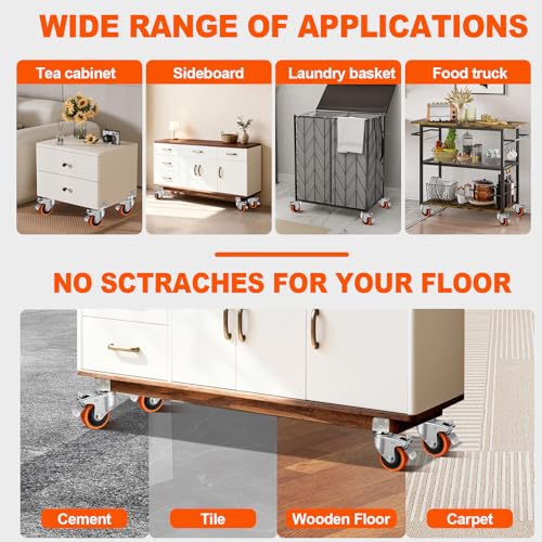 3 Inch Side Mount Casters Set of 4 with Brakes - size: 3 Inch