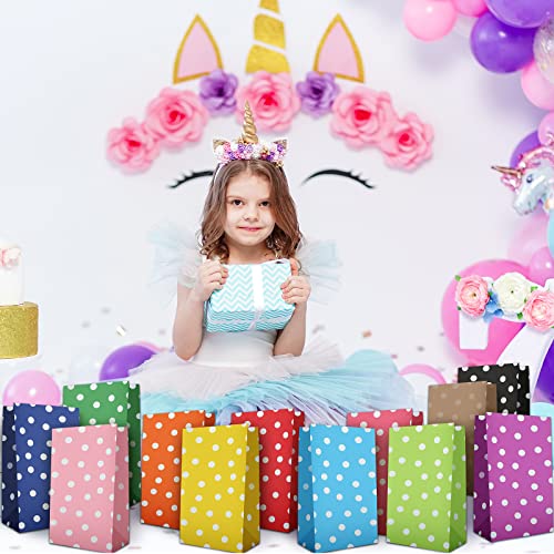 Zhehao 120 Pcs Party Favor Bags, 12 Colors Polka Dot Paper Bags for Kids