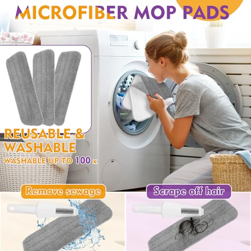 Spray Mop for Hardwood Tile Floor Cleaning with Microfiber Washable Pads - color: Grey