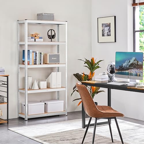 Topeakmart 5 Tier Metal Storage Shelving Unit, 35.5x12x71 Inch Silver - color: Silver, size: 35.5 x 12 x 71 Inch