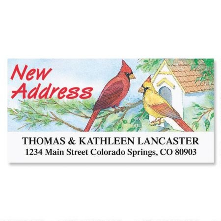 New Home Personalized Return Address Labels- Set of 144, 1-1/8" x 2-1/4" Self-Adhesive, Flat-Sheets, New Address, Just Moved, Moving Announcement - style: New Home Cardinal