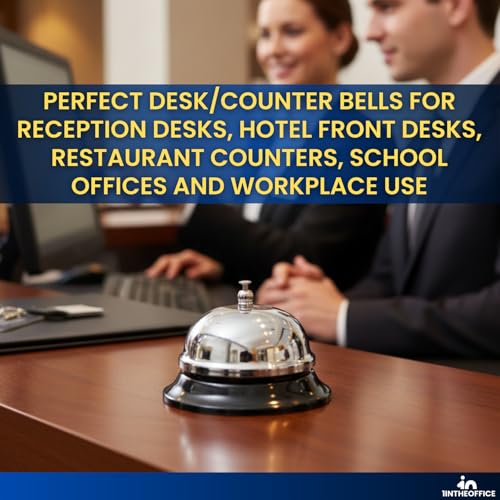 1InTheOffice Call Bell, Desk Bell, Service Bell, Chrome Finish, 2 Pack