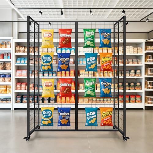 Grid Wall Panels, Grid Wall with Wheels,4x5.5Ft Gridwall Panel Display Stand,Sturdy Art Display Panels, Grid Display Stand, Black - color: Black