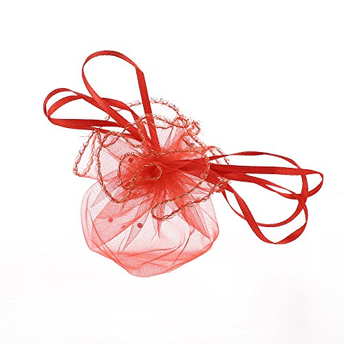 100pcs Round Organza Bags Red, 9.8 Inch Jewelry Candy Pouch Drawstring Christmas Wedding Party Favor Gift Packaging Bags - color: Red