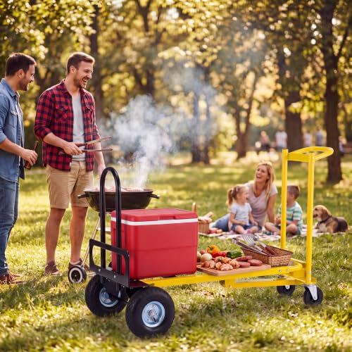 1000 LBS Heavy Duty Steel Hand Truck, 4-in-1 Convertible Dolly Cart - color: Yellow