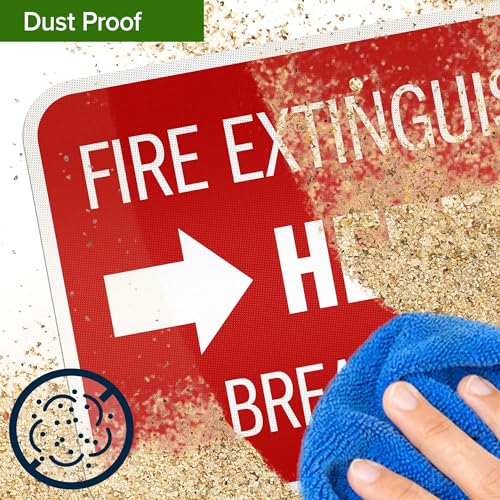 Fire Extinguisher Here Break Glass Sign, 12x18 Inches, 3M EGP Reflective .063 Aluminum, Fade Resistant, Made in USA by My Sign Center - size: 12x18 Reflective Aluminum