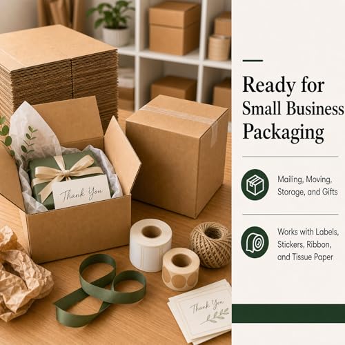 8x8x8 Brown Kraft Shipping Boxes for Small Business, 20 Pack - size: 8x8x8 Inch