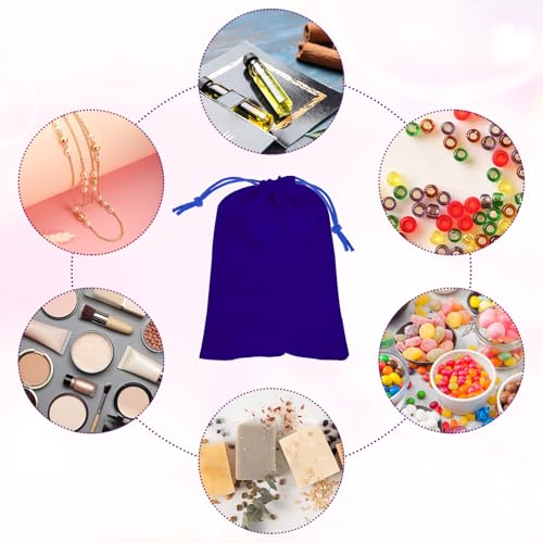 PATIKIL 6 Pcs Velvet Drawstring Bags, 8 x 10 Inch Large Velvet Cloth Jewelry Gift Pouches with Drawstring, Favor Candy Bag Dust Bag for Wedding Birthday Party Christmas, Blue - color: Blue