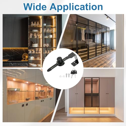 2.1" Luminous Sliding Glass Door Ratchet Lock Fit 1.57-1.97" Black - color: Black, size: 2.1"