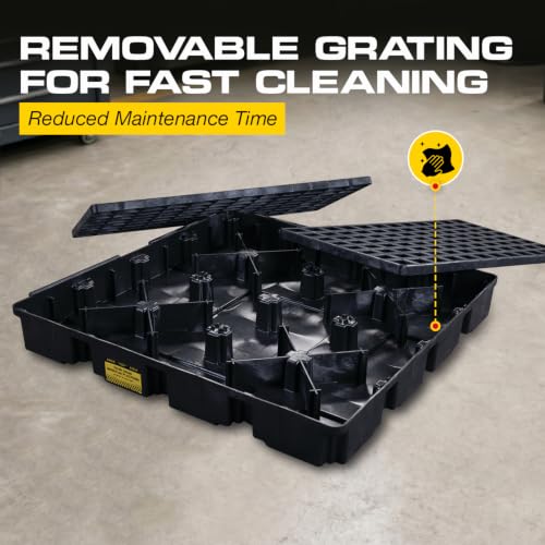Eagle Square 4 Drum Spill Containment Pallet, Made in the USA, Black - color: Black, size: 4 Drum, style: No Drain