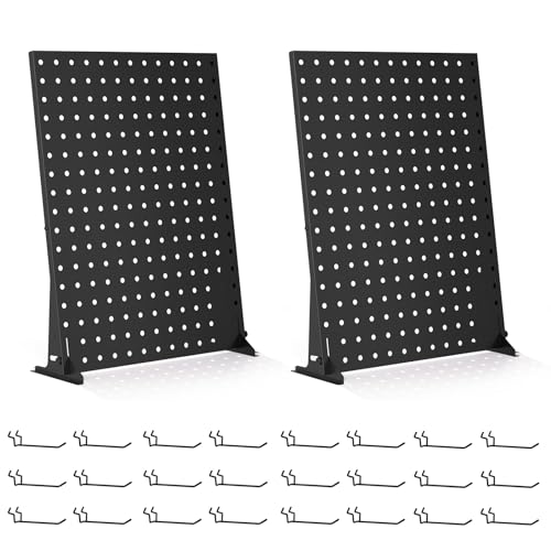 Urban Deco 2 PCS Pegboard Display Stand with 24 Hooks, 17 x 13 Inch, Black - color: Black, style: 2 Set 24 Hooks