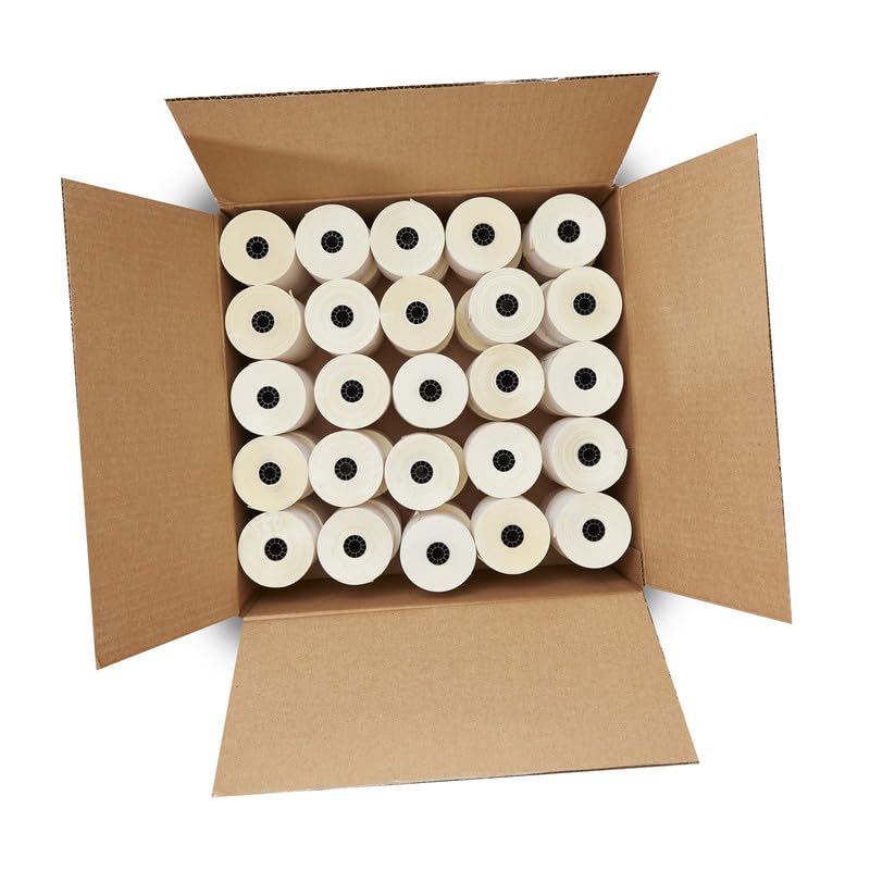 (30 Rolls + 3 Ribbons) 2 Ply Carbonless Rolls 3" X 95 Feet White/Yellow Receipt Paper POS Cash Register White/Canary With 3 Pcs of ERC 30/34/38 Ribbons - 30 Two Ply Rolls Fits SP2000 UP389 TMU 220