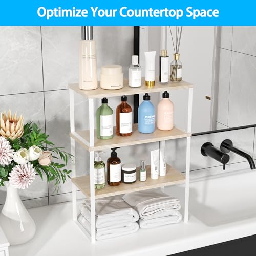 Golener Kitchen Counter Organizer, Countertop Shelf, Adjustable, Stackable - color: Natural Beige, size: Large