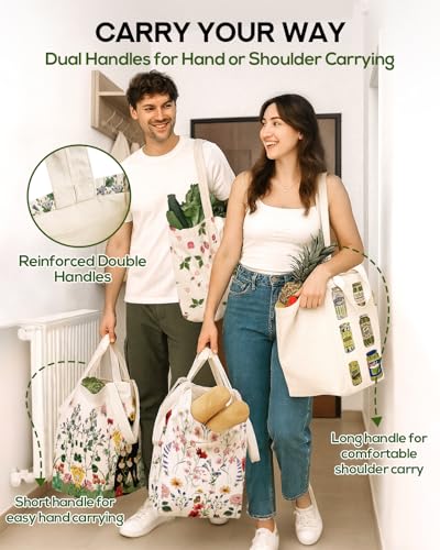 Miss Adola Cute Extra Large Canvas Grocery Tote Bag - color: Cats