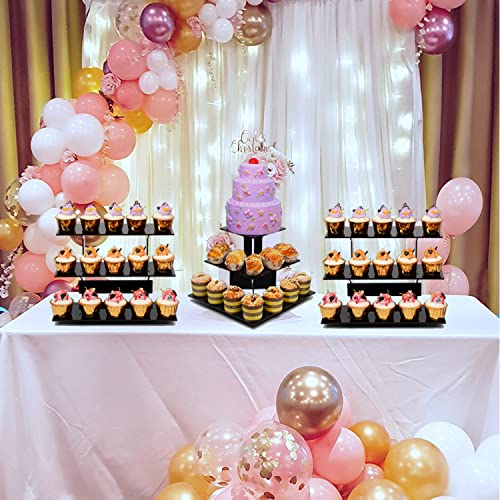 WANLIAN 3-Tier Straight Retail Table Display Stand, Portable Display Rack Shelves for Vendors, Craft Shows, Farmers Market, Pop Up Shop Countertop Black Risers for Display, Soap, Candles, Tumblers