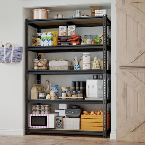 Garage Shelving Storage Shelves, 60'' H Adjustable Shelving, Metal Storage Shelves for Garage, Basement, Warehouse, Pantry, Closet,12" D x 28" W x 60" H