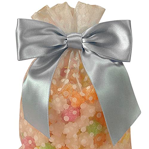 Pre-Tied Silver Satin Bows - 4 1/2" Wide, Set of 12, Fall - color: Silver