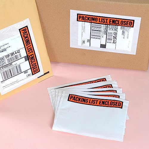 1000 PCS 7.5"x 5.5" Clear Self-Adhesive Packing List Envelopes - Plastic Shipping/Mailing Pouch Enclosed Bags for Packing Slips Invoice - style: 1000 -Printing