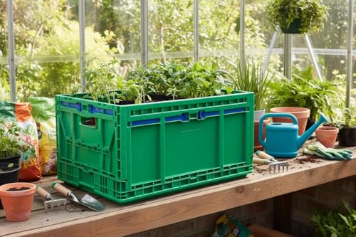 Hudson Exchange 23.62 x 15.75 x 11.81" (160 Pack, 15.2 Gallon) Collapsible Straight Wall Handled Storage Container Tote, Green - color: Green, size: 160 Pack