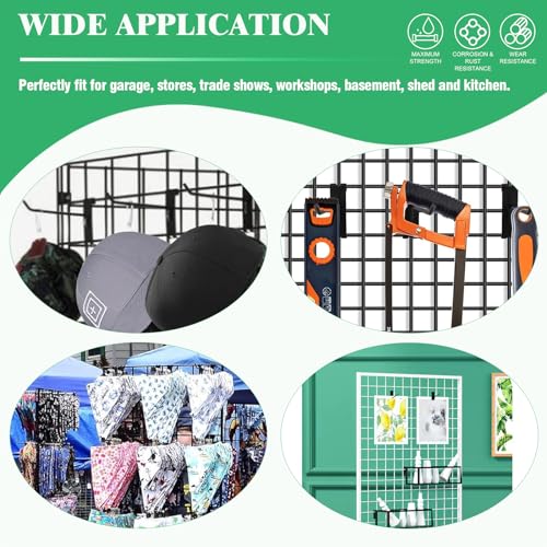 40Pcs 8" Gridwall Display Hooks Assortment Set, Black Metal Grid Wall Panel Hanging Display Hook for Garage Shop Retail Storage, Wire Diameter 5mm/ 0.2”